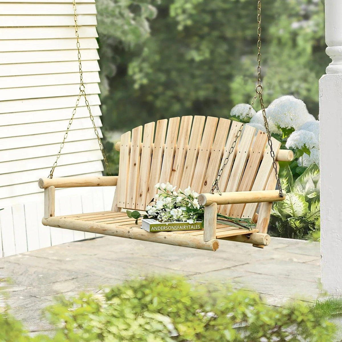 Unfinished Wood Porch Swing With Chains A626