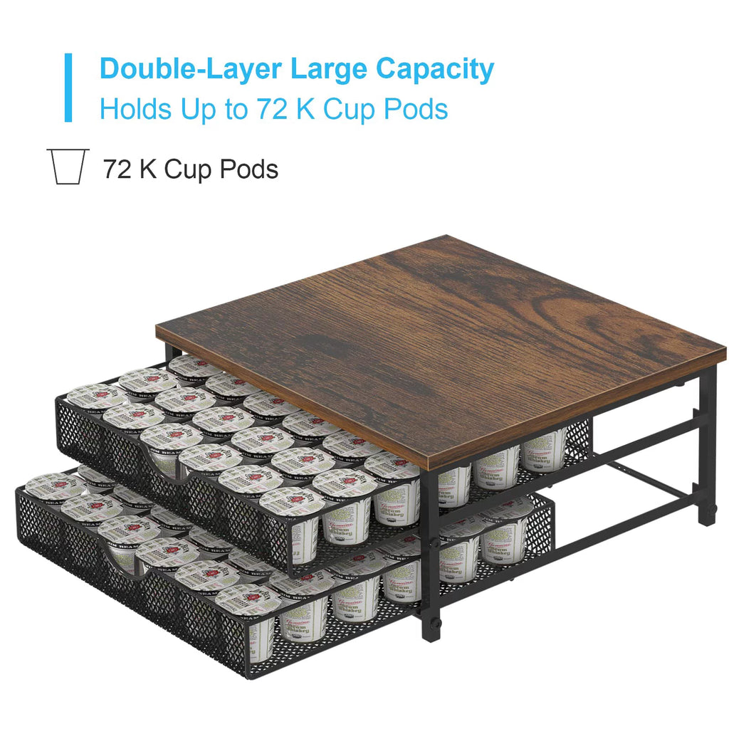 2-Layer 72 Capacity K Cup Holder Storage Drawer, Black S1611