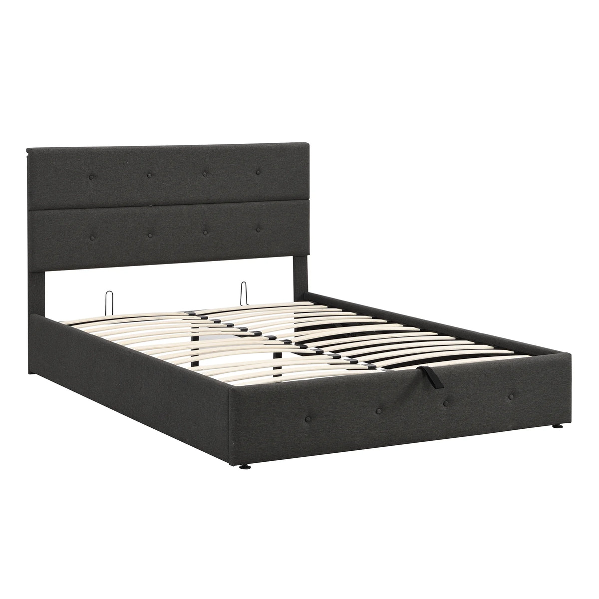 Gray Queen Size Upholstered Lift Up Bed with Headboard and Storage Z793445