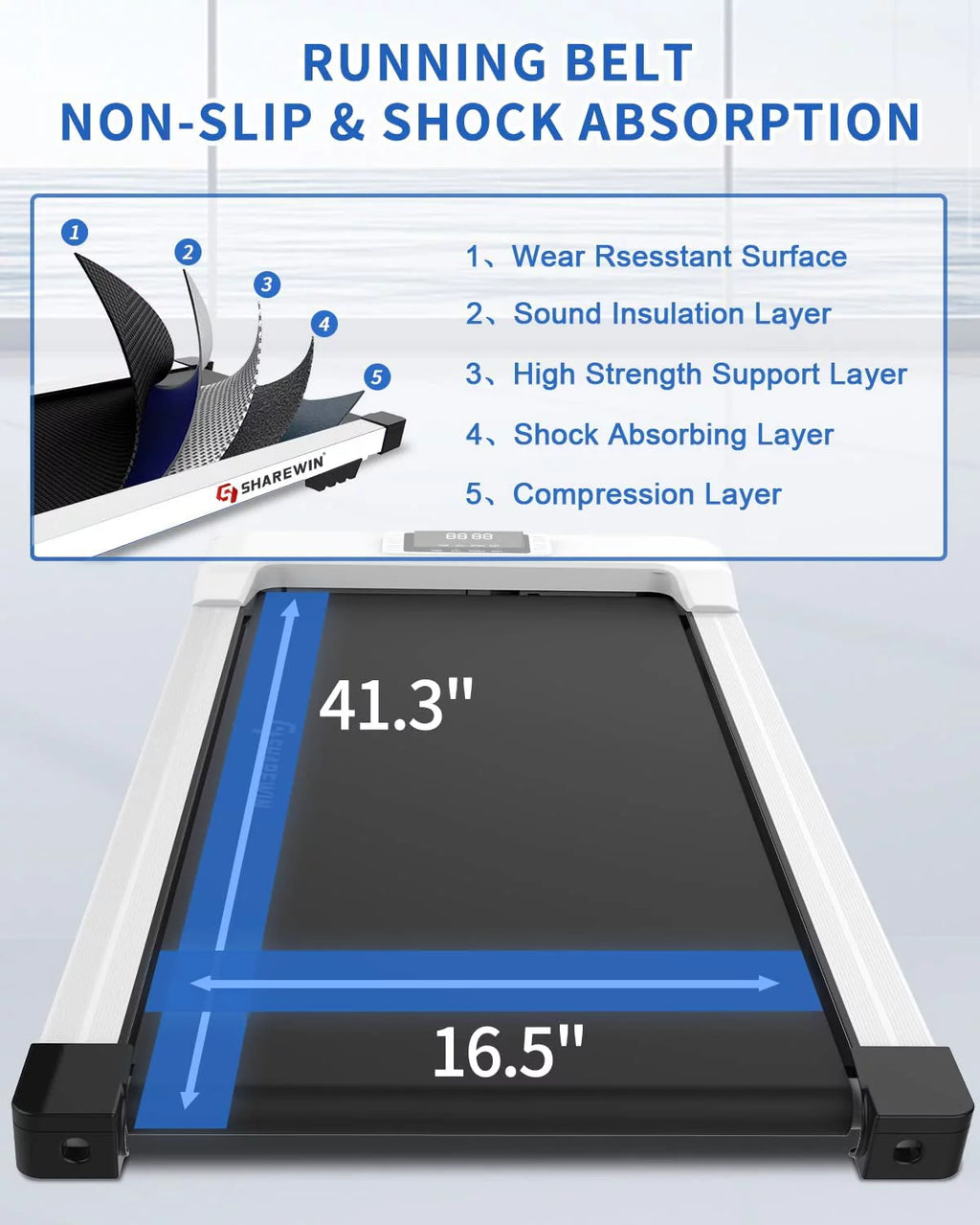 White Under Desk Treadmill 300 lb Capacity with Remote Control and LED Display Z8303