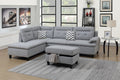 Grey Polyfiber Sectional Sofa with Ottoman and Storage Cushion Pillows A967312
