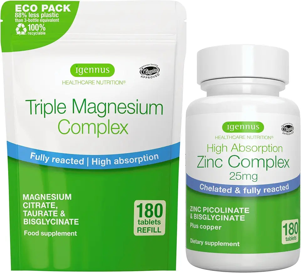 180 Tablets Triple Magnesium Complex + Vegan Zinc Complex M1289
