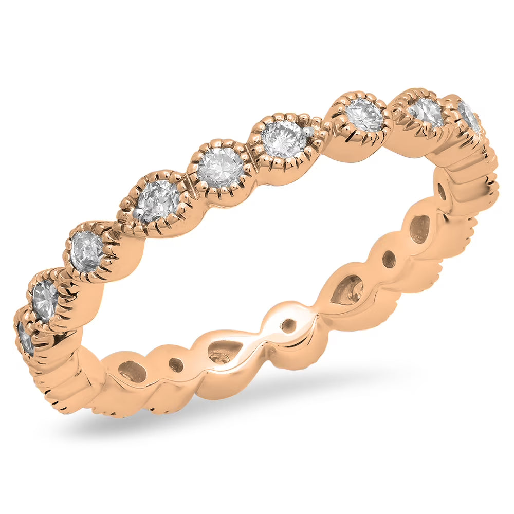 14K Rose Gold Diamond Eternity Band Ring D1879