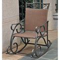 Antique Brown Resin Wicker Steel Rocking Chair Z86468