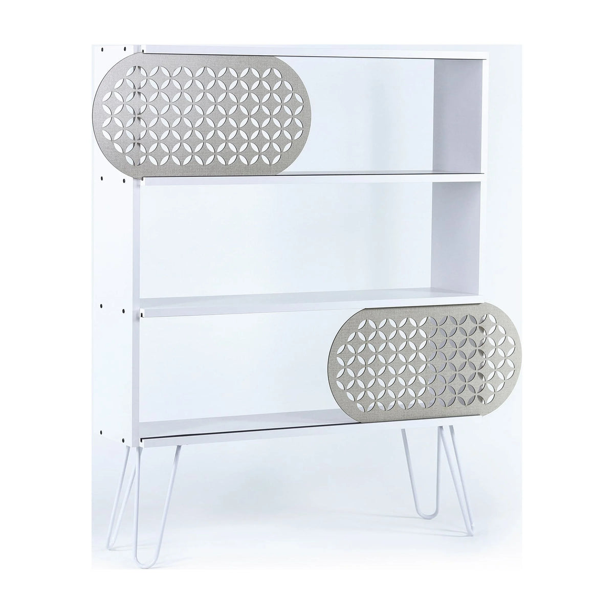 3 Tier White Metal Legs Bookshelf V220169