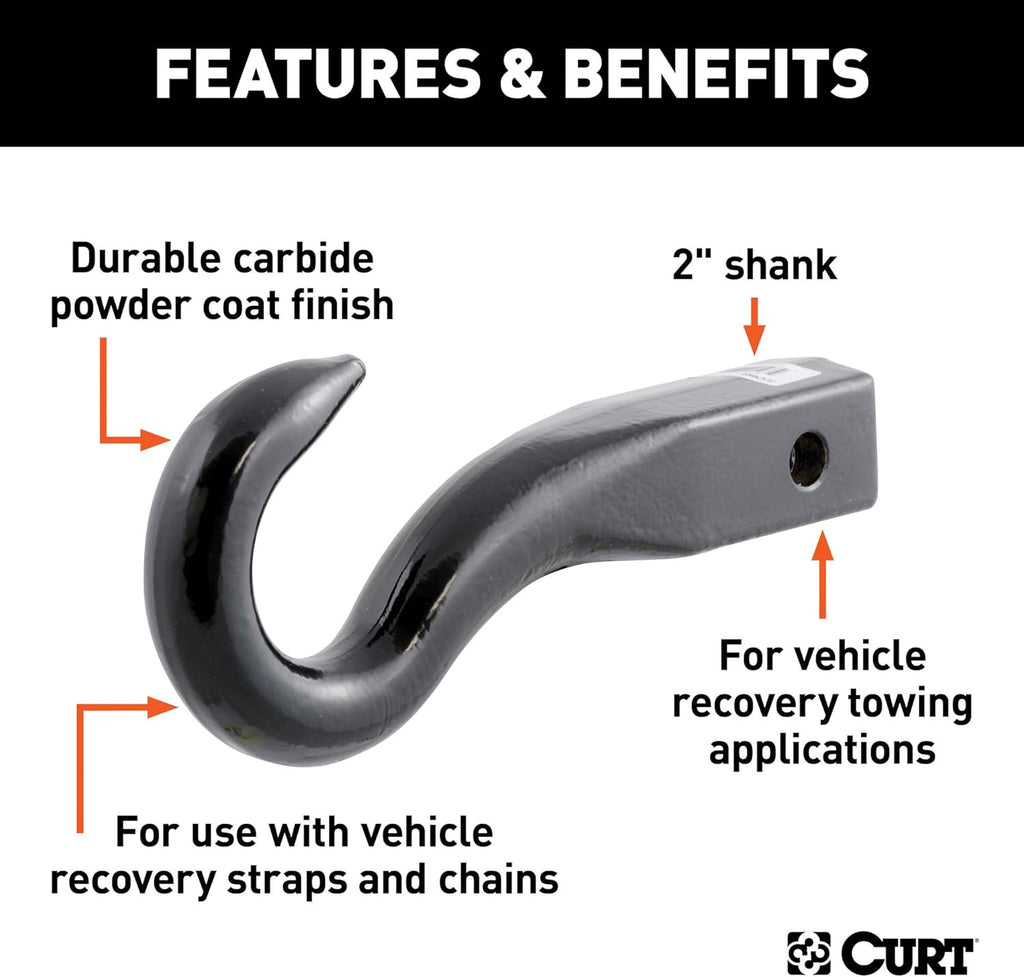 Forged Tow Hook Trailer Hitch Ball Mount, 2-Inch Receiver, Pack of 2 D25459