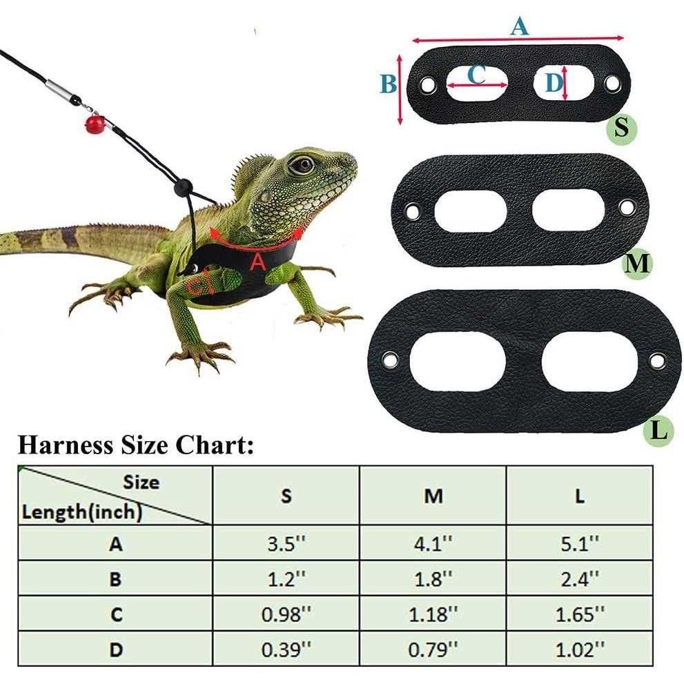 3 Packs Adjustable Soft Leather Bearded Dragon Harness and Leash L18639