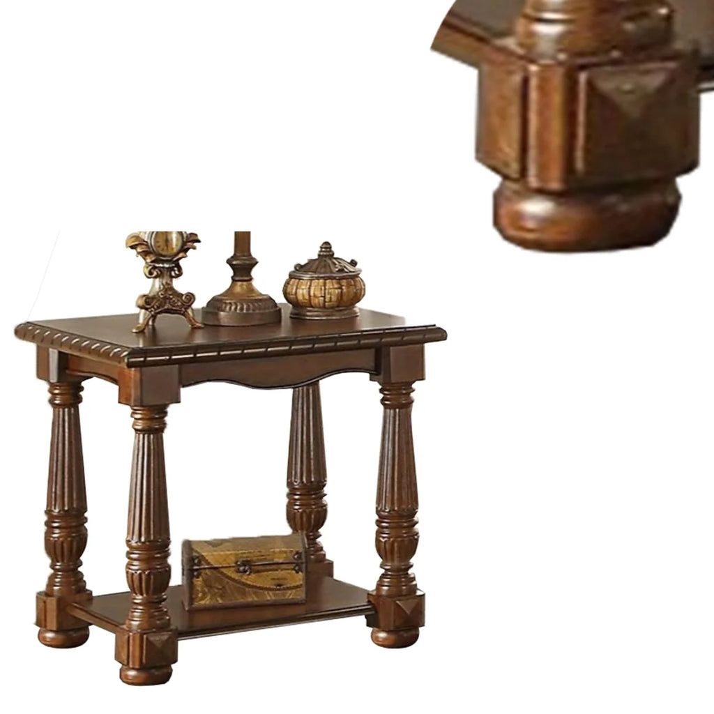Brown Rubber Wood End Table R718