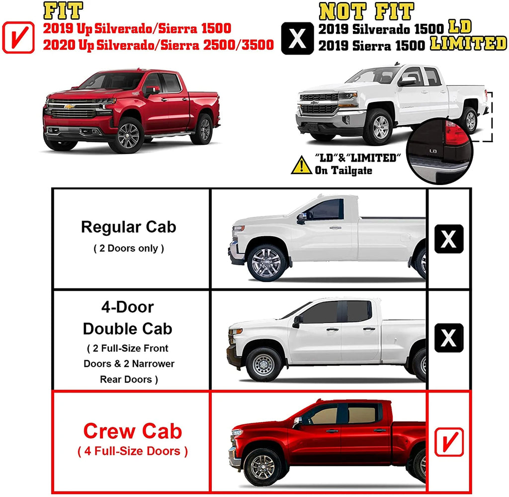 Black 4" Drop Side Steps Nerf Bars for Crew Cab Truck (2pcs) D520