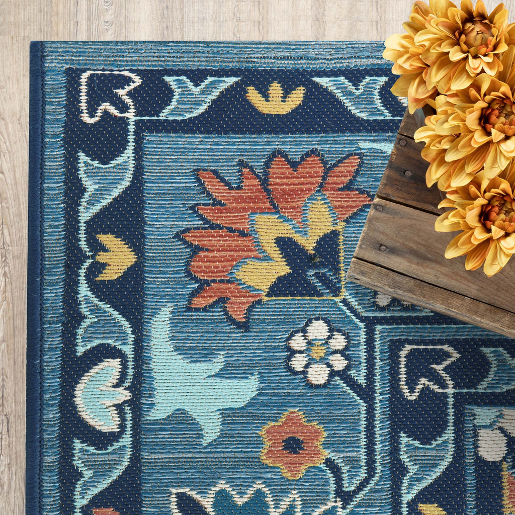 Indigo Blue 5' x 7' Outdoor Rug P90955