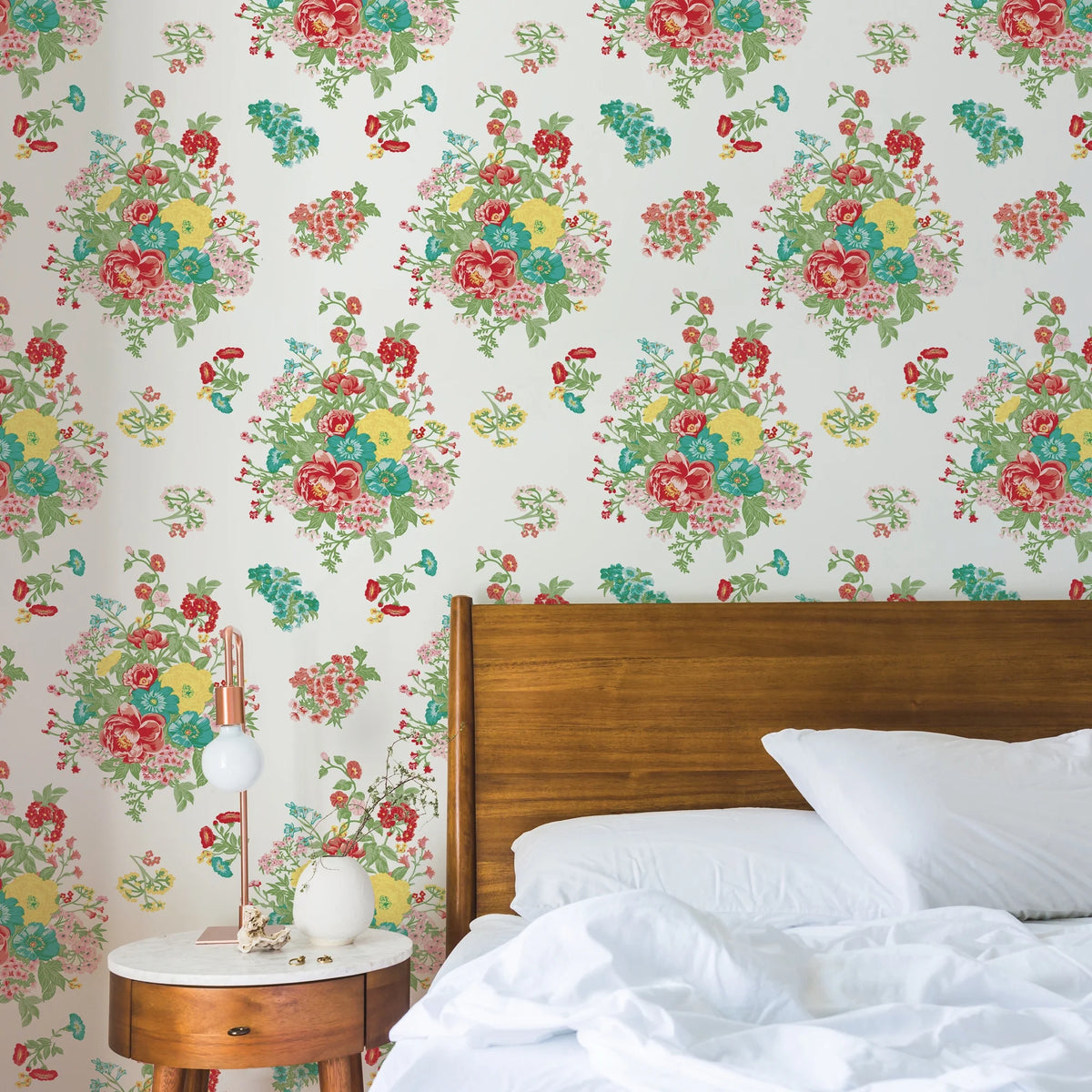 White Floral Peel and Stick Wallpaper B88531