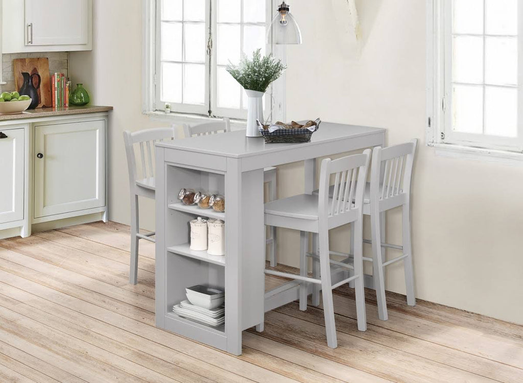 Ash Grey Counter Height Dining Table with Shelving F5071