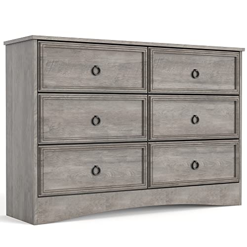 Gray 6 Drawer Dresser with Strip Lights C33889