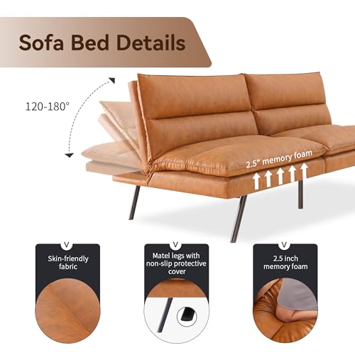 Dark Black Memory Foam Armless Futon Sofa Bed X40804