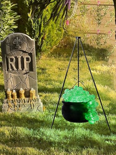 Black Plastic DIY Bubbling Cauldron Set with Stand W3434