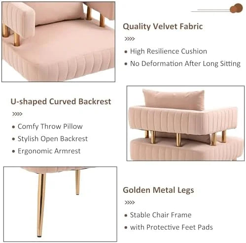 Velvet Small Accent Chair Set of 2 Orange Z396675