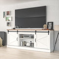 White TV Stand with Fireplace for 70" TV V664