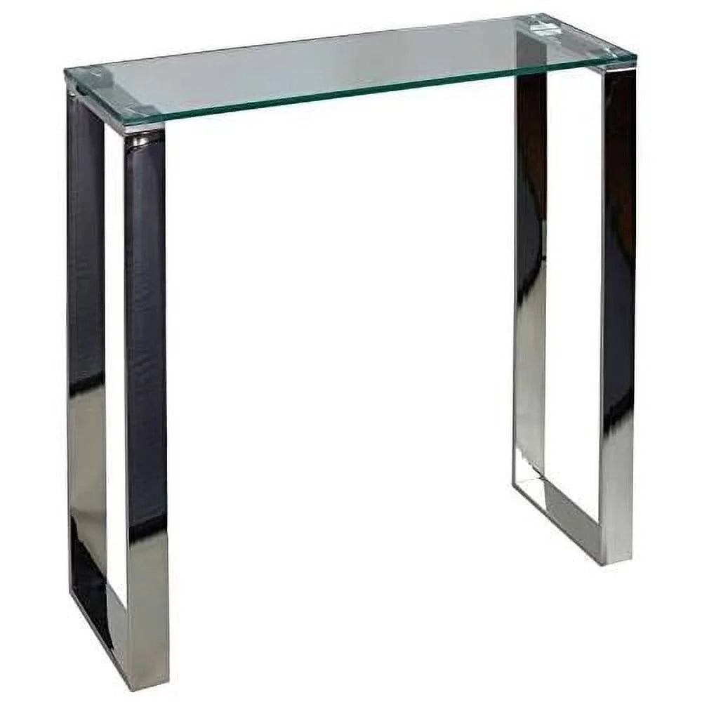 Small Glass and Stainless Steel Console Table W172