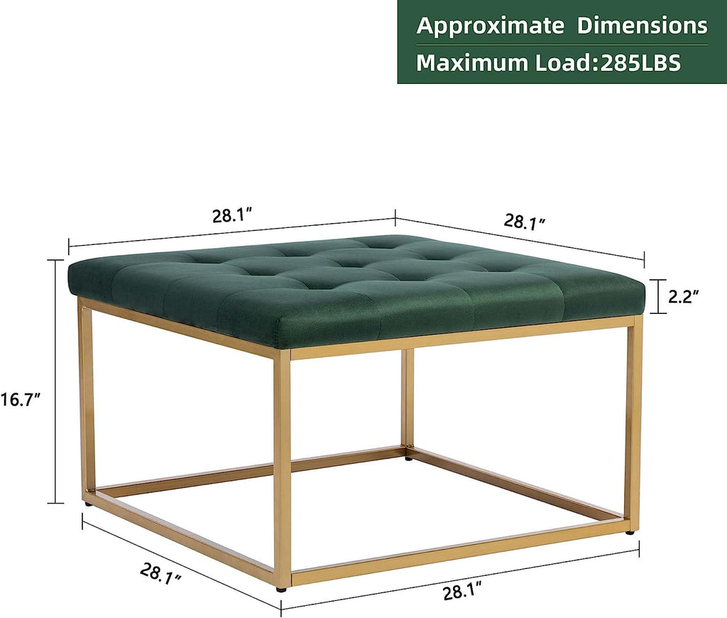 Green Velvet Ottoman Coffee Table with Metal Base G510625