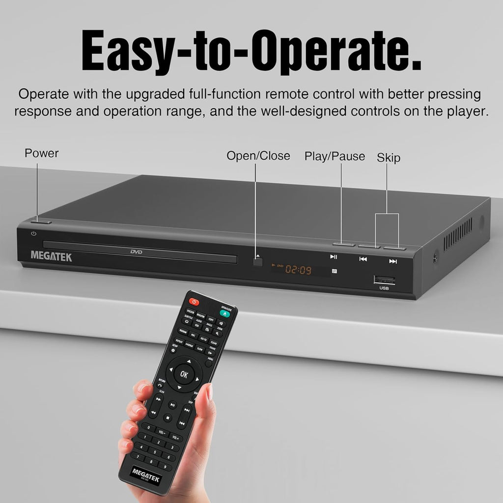 Region-Free DVD Player with HDMI, USB Port, Metal Casing, Remote N9248