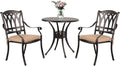 3 Piece Cast Aluminum Bistro Table Set with Umbrella Hole B479