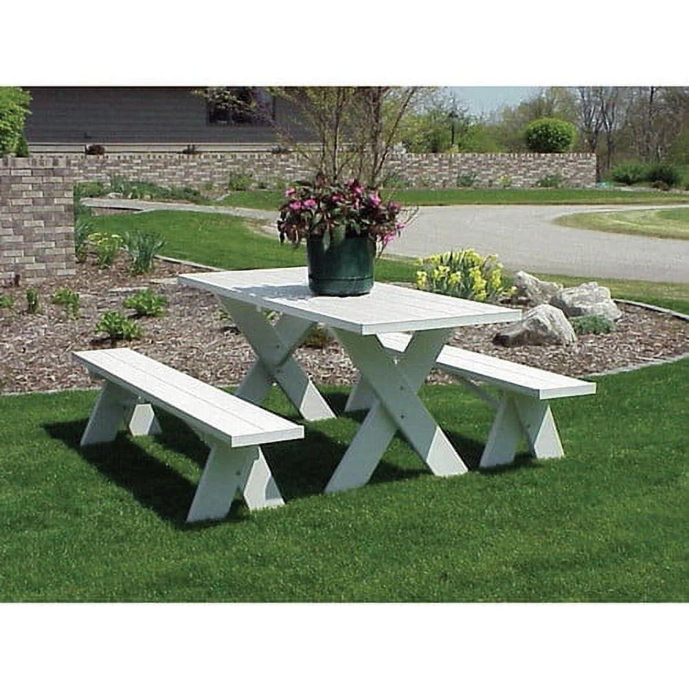 White Vinyl Picnic Table with Benches Y9842