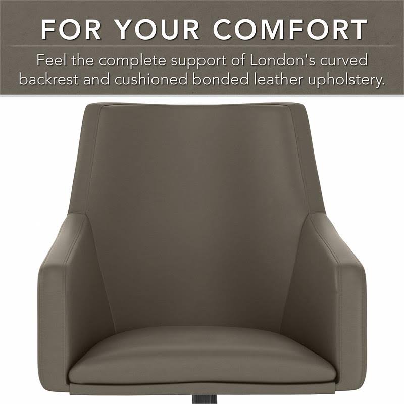 Washed Gray Leather Mid Back Box Chair R3342