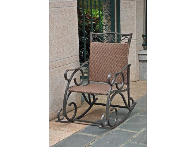 Antique Brown Resin Wicker Steel Rocking Chair Z86468