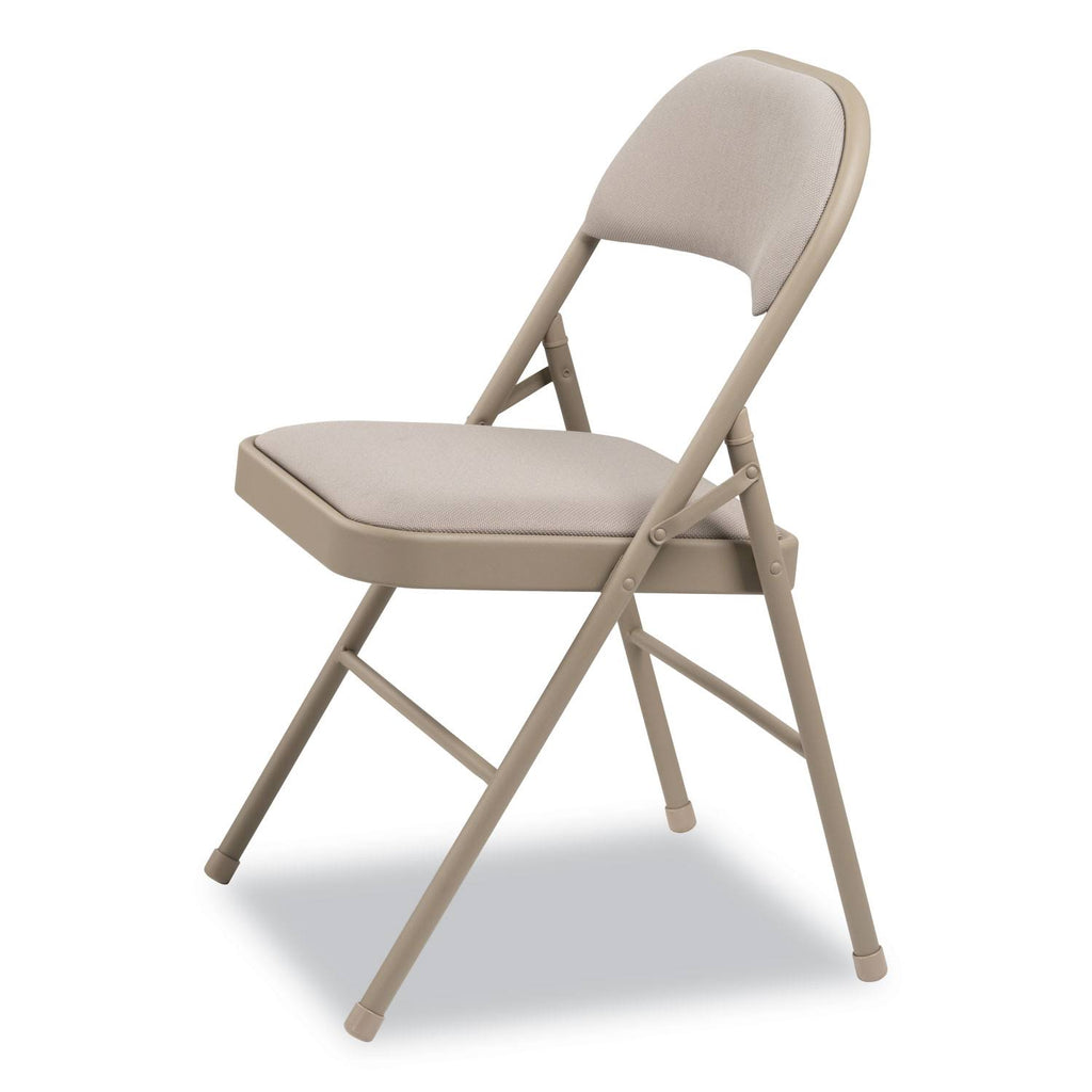 Steel Folding Chair with Fabric Back and Seat, Tan, 4/Carton C26008