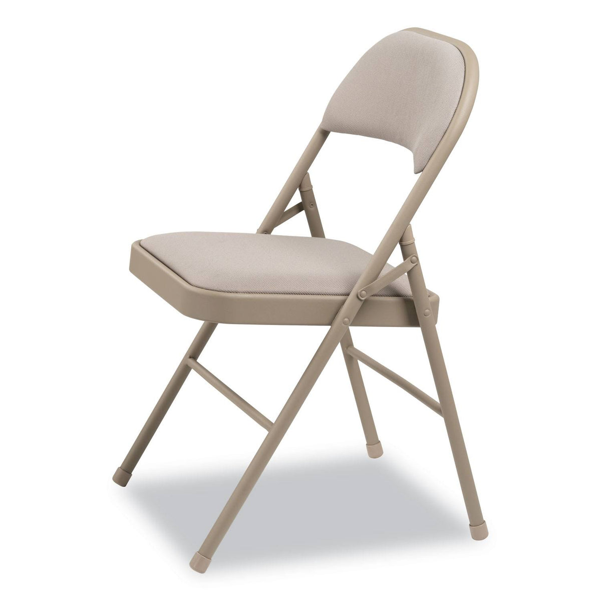 Steel Folding Chair with Fabric Back and Seat, Tan, 4/Carton C26008