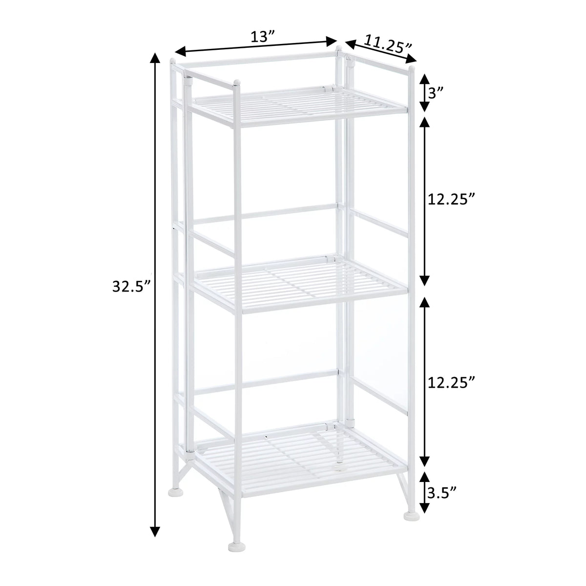 3 Tier White Folding Metal Shelf Q2090