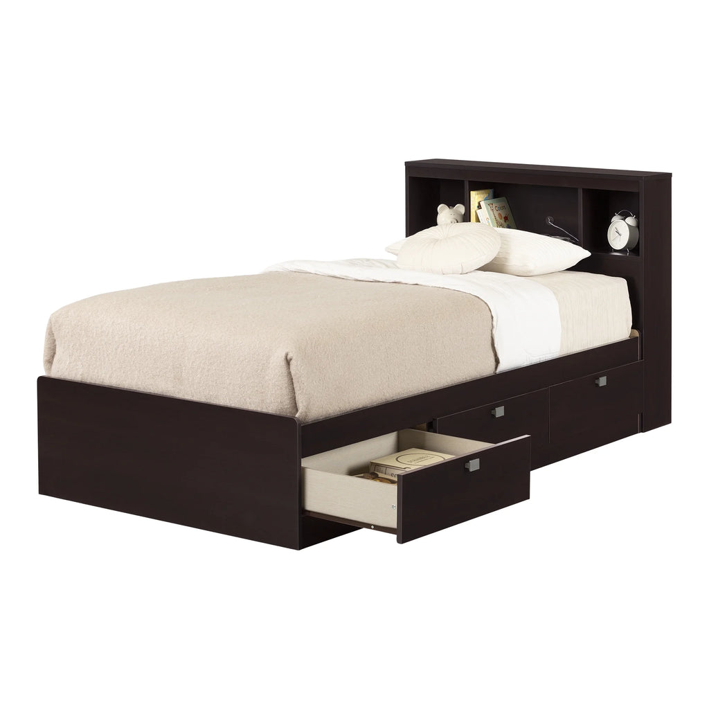 Twin 3 Drawer Storage Bed with Bookcase Headboard R7937