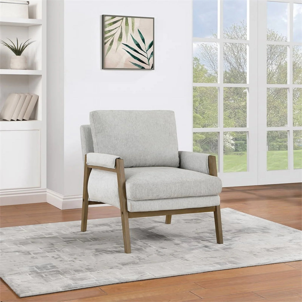 Smoke Gray Fabric Wood Frame Armchair W15994