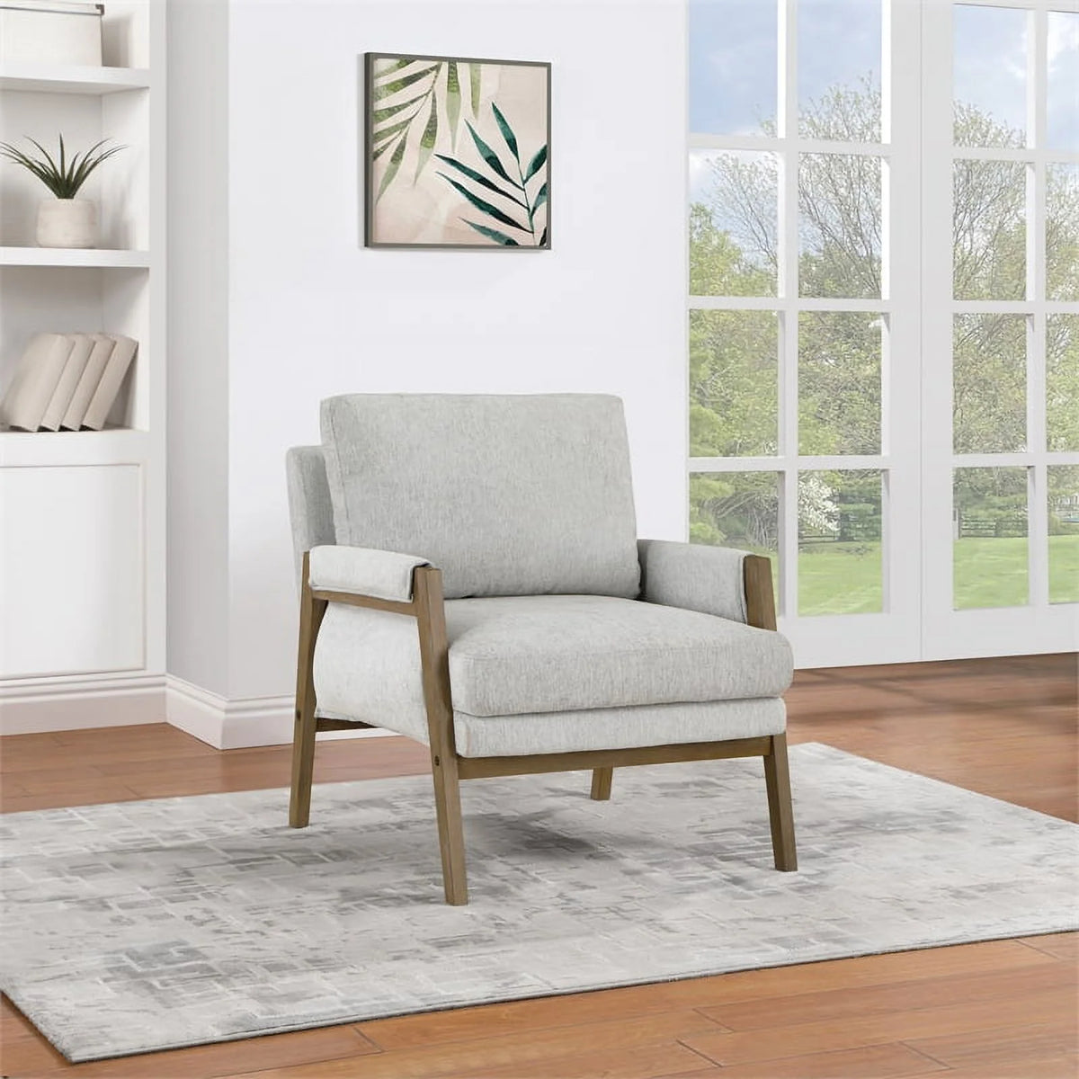 Smoke Gray Fabric Wood Frame Armchair W15994