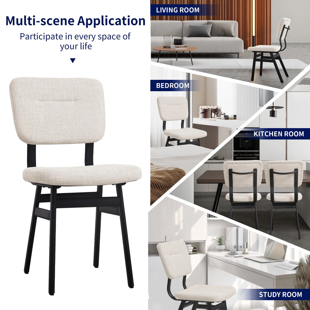 Dining Chairs Set of 2 Off-White Metal Legs K98903