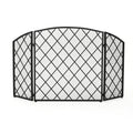 Black Contemporary Three Panel Fireplace Screen M658
