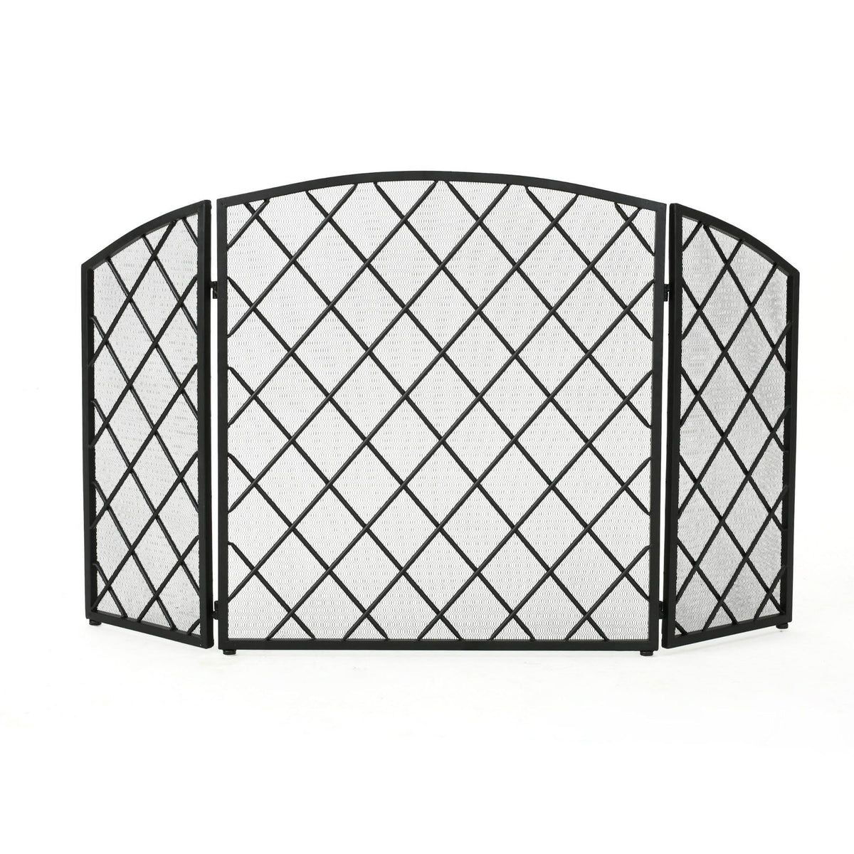 Black Contemporary Three Panel Fireplace Screen M658