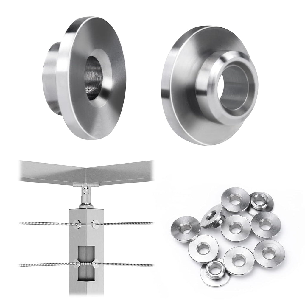 20Pack Cable Railing Kit 1/8 5/32 3/16 Wheel Protective Protector Sleeves for PT1 Metal Posts Wire Rope Level Deck Washer Insert Plug T316 Stainless Steel CR90, CP3 Pack of 2 J121449