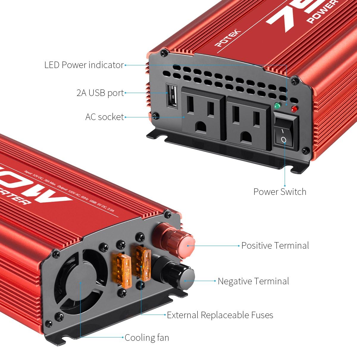 500W Car Power Inverter DC 12V to AC 110V M893897