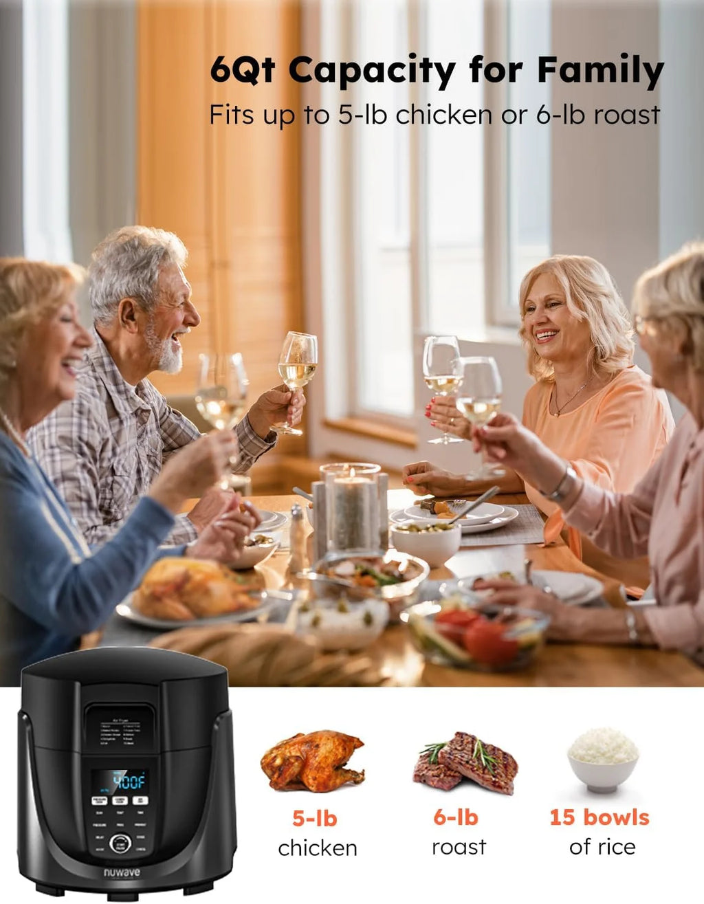 Air Fryer and Electric Pressure Cooker Combo with 2 Switchable Lids Z677862