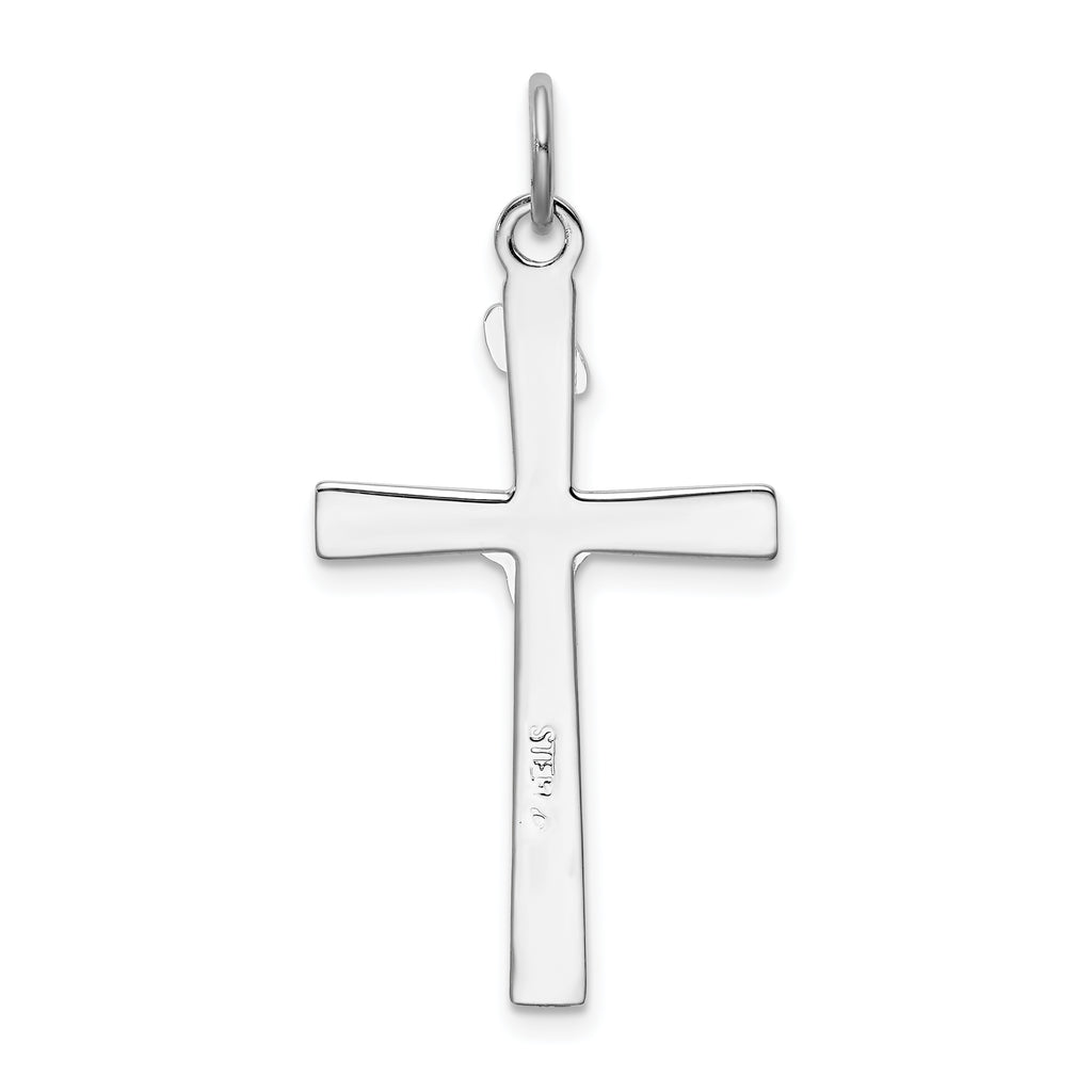 18K Gold Rhodium-Plated Sterling Silver Crucifix Charm Pendant with Sterling Silver Cable Chain Necklace 18'' D3882