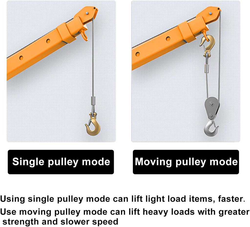 1100lb Folding Truck-Mounted Crane with Electric Winch 3500 lb 12V Painted Steel 360 Swivel W67688