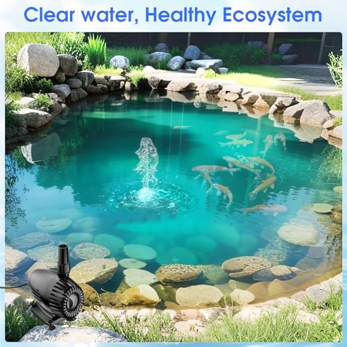40W 660GPH Floating Pond Fountain with LED Lights and 3 Modes Spray M634