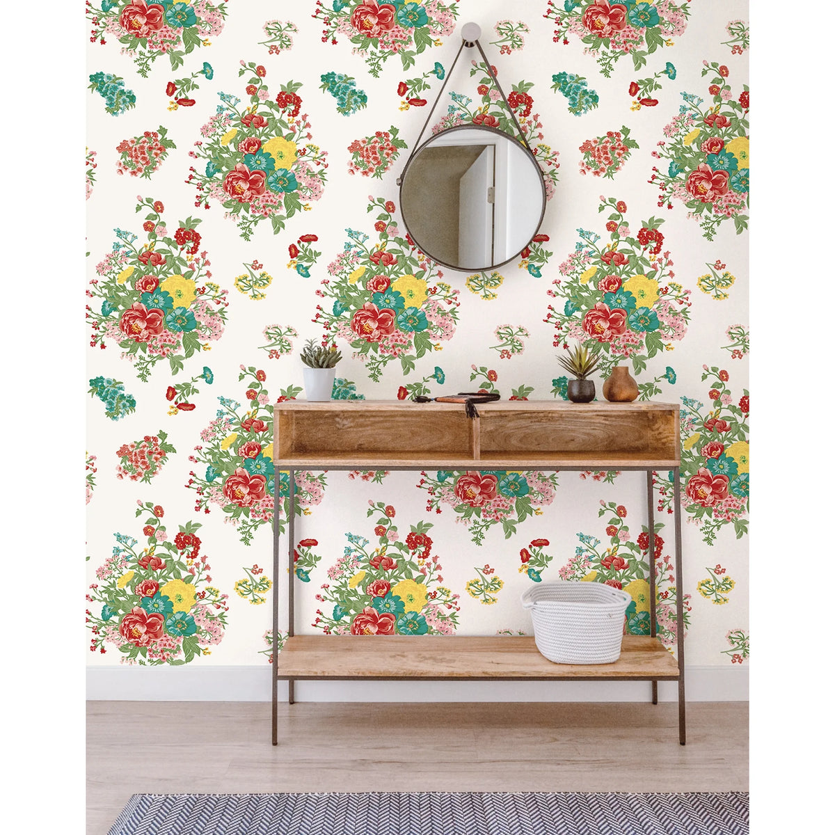 White Floral Peel and Stick Wallpaper B88531