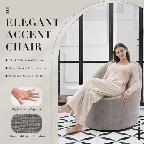 Beige Swivel Accent Chair with Hidden Storage T52985