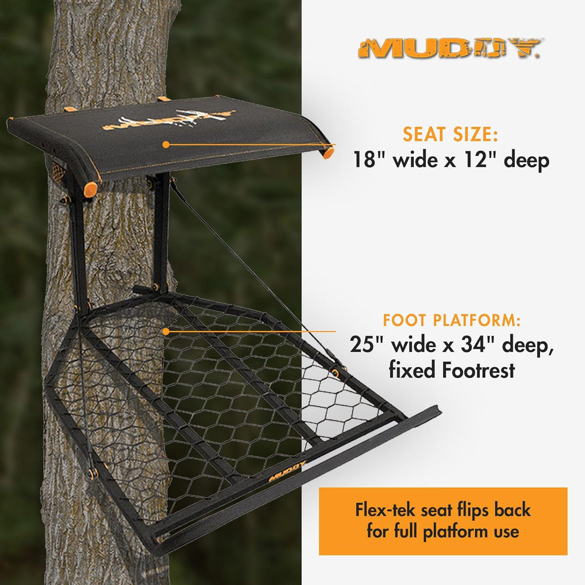 Durable Weather-Resistant Outdoor Hunting Tree Stand with Fixed Footrest & Seat, 300 Pound Maximum Capacity C7936