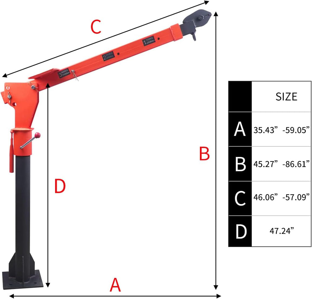 1100lb Folding Truck-Mounted Crane with Electric Winch 3500 lb 12V Painted Steel 360 Swivel W67688