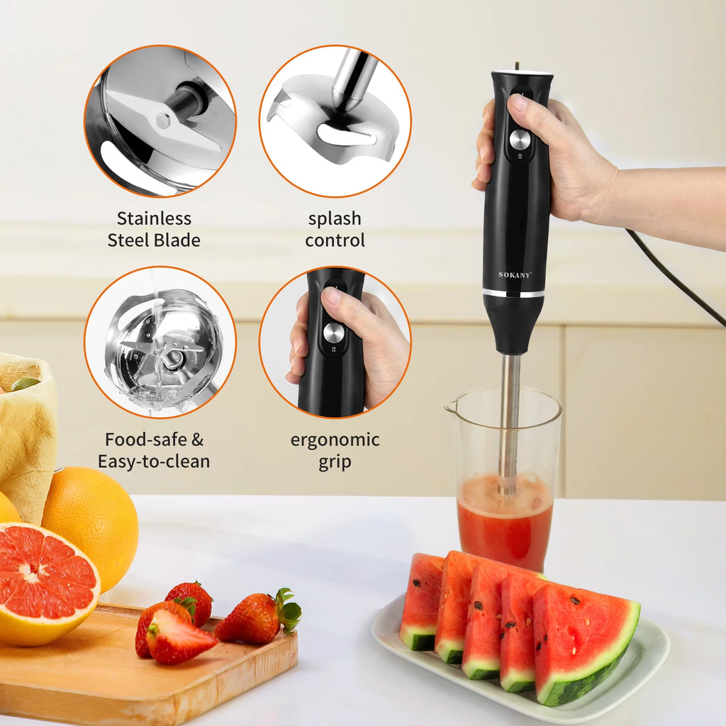 4-in-1 Handheld Electric Kitchen Blender with Stainless Steel Blades T54366