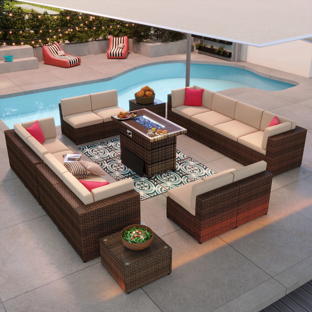 8 Pcs Patio Furniture Set with Fire Pit Table K863507