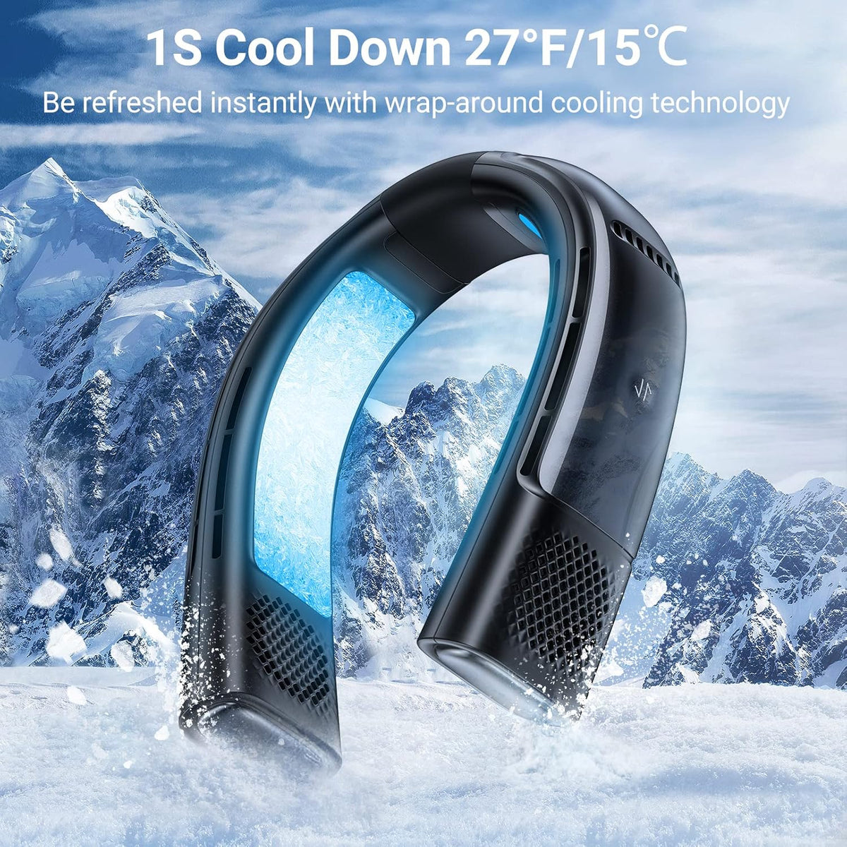 Black 4000 mAh Rechargeable Bladeless Neck Fan C631